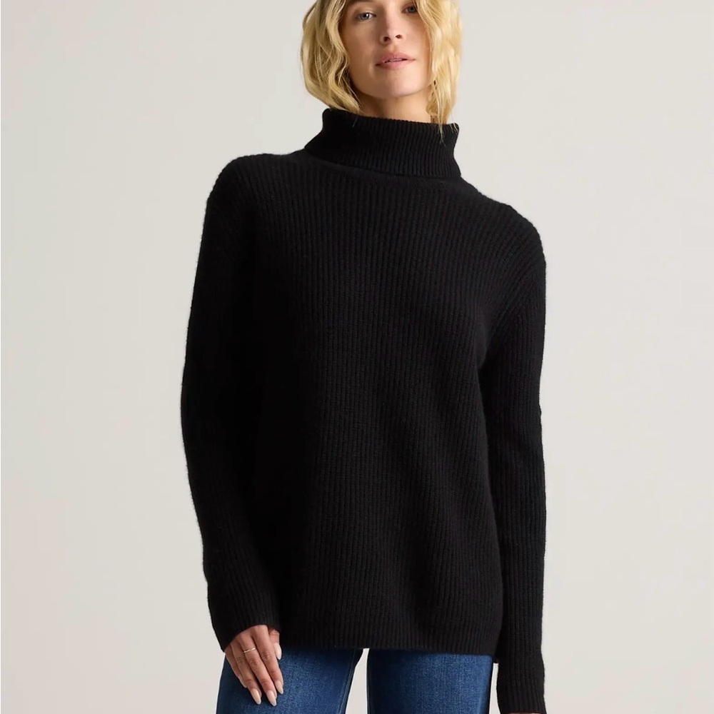 Quince Black Turtleneck Ribbed Sweater SzXL just beautiful